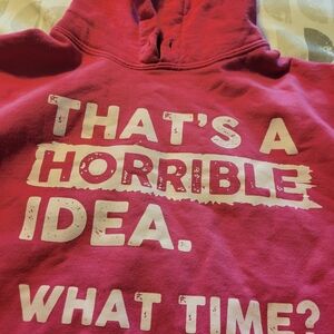 Gildan Pink Pullover Hoodie with White Text